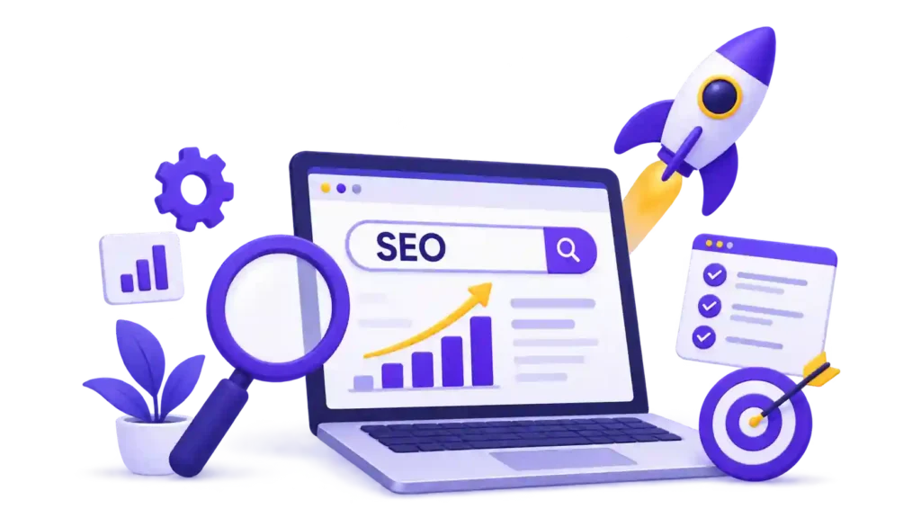 Illustration showing how to improve website SEO without an agency