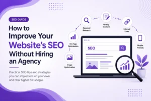 Illustration showing how to improve website SEO without hiring an agency